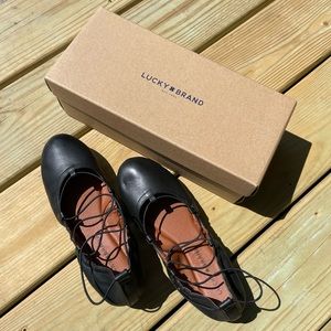 Lucky Brand black criss cross ballet flats NWOT Eaviee